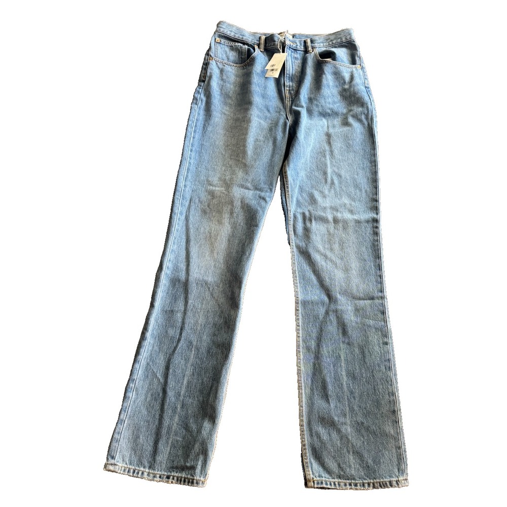 Tory Burch Mid-Rise Straight-Leg Denim Jeans 31 blue Light crease wash- New $298